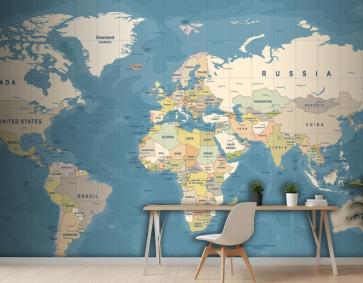 Dünya Haritası Duvar Kağıdı Nin Yüksek Detaylı Çizimi