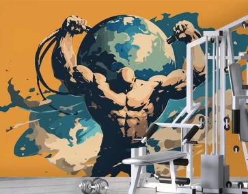 Küre Tutan Bir Vücut Geliştirmecinin Fitness Duvar Kağıdı
