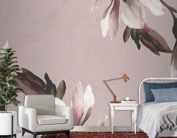 Bej Arka Planda Manolya Sınırı Duvar Kağıdı