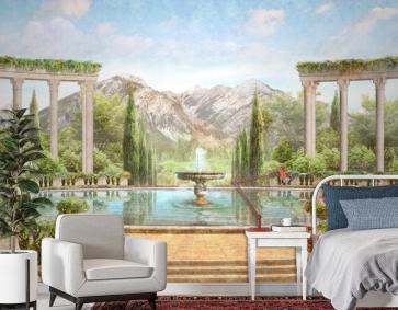 Mimari Peyzaj İtalya Balkon Fresk Manzara Duvar Kağıdı