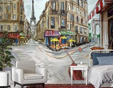 Paris Suluboya Cafe Duvar Kağıdı