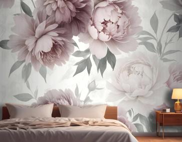 Yumuşak Şakayık Çiçek Yatak Odası Duvar Kağıdı