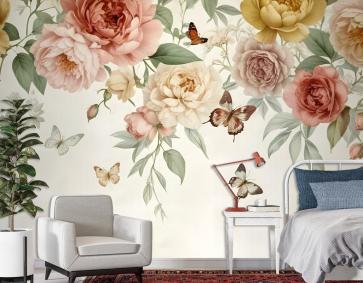 Yaz Çiçek Renkli Suluboya Çiçeği Duvar Kağıdı