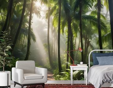 Tropikal Orman Orman Manzarası Duvar Kağıdı 
