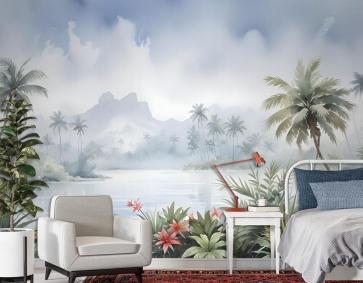 Göl Manzarası Duvar Kağıdı  İle Vintage Orman