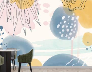 Suluboya Soyut Doodle Arka Plan Mutfak Duvar Kağıdı