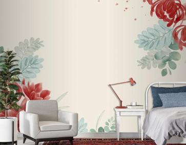 Suluboya Asya Çiçekleri Duvar Kağıdı