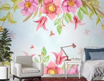 Pastel Renklerde Suluboya Çiçek Arka Plan Duvar Kağıdı