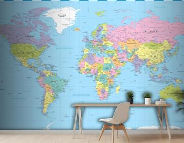Dünya Haritası Renkli Siyasi Duvar Kağıdı 