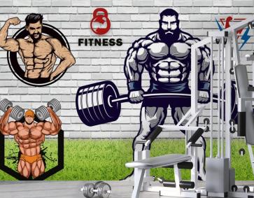 Yeşil Çim Halter Gym Fitness Duvar Kağıdı