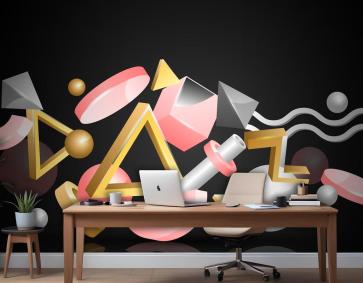 Gerçekçi 3D Şekiller Yüzen Ofis Duvar Kağıdı