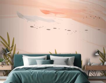 Suluboya Renkli Çiçek Arka Plan Yatak Odası Duvar Kağıdı