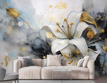 Soyut Sanatsal Arka Plan Altın Fırça Darbeleri Duvar Kağıdı