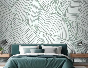 Soyut Çizgiler Palmiye Yaprakları Yatak Odası Duvar Kağıdı