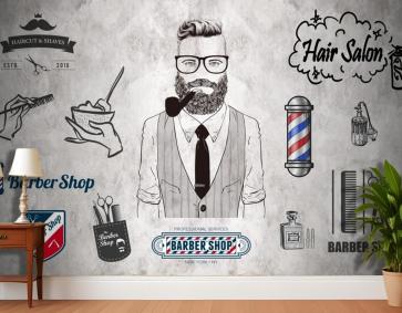 Ahşap Zemin Gri Arka Plan Berber Aletleri Duvar Kağıdı