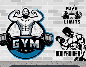 Beyaz Gri Taş Duvar Gym Fitness Duvar Kağıdı