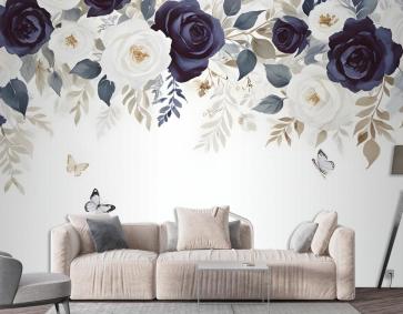 Koyu Çiçek Sanatı Duvar Kağıdı 