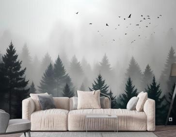 Karanlık Orman Puslu Manzara Duvar Kağıdı