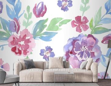 Suluboya Çiçek Duvar Kağıdında Moda Deseni