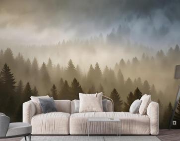 Sisli Çam Ormanı Manzara Duvar Kağıdı 