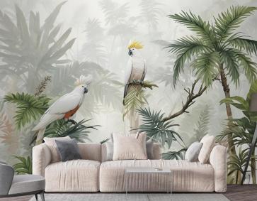 Papağan Duvar Kağıdı  Ile Yeşil Tropikal Orman
