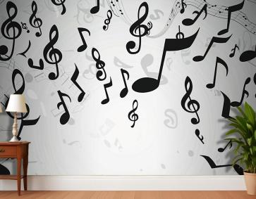 Gri Arka Plan Müzik Notaları Duvar Kağıdı