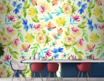 Elle Çizilmiş Küçük Çiçek Desenli Mutfak Duvar Kağıdı