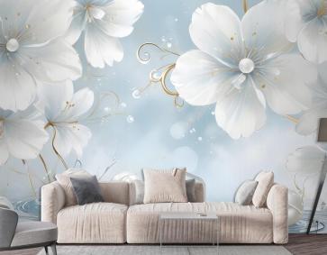 Takı Beyaz Lüks Çiçek Duvar Kağıdı 