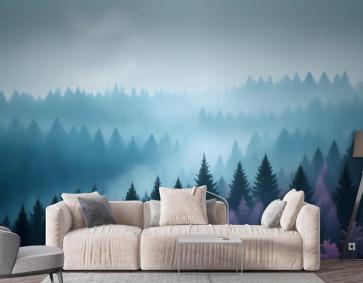 Puslu Orman Görünümü Duvar Kağıdı 