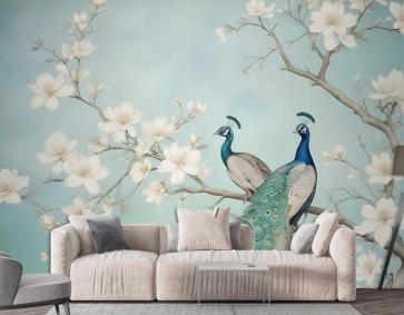 Manolya Çiçeği Ile Tavus Kuşu Duvar Kağıdı