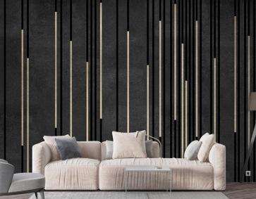 Siyah Krem Çizgiler 3D Duvar Kağıdı