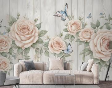 Kelebek Duvar Kağıdı  Ile Yumuşak Çiçek