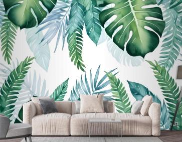 Tropikal Palmiye Yaprağı Duvar Kağıdı 