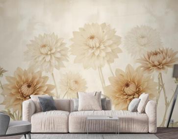 Vintage Dahlia Çiçek Duvar Kağıdı 