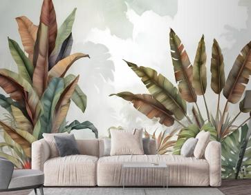Vintage Tropikal Yaprak Duvar Kağıdı 