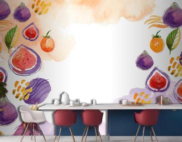 Suluboya Soyut Doodle Mutfak Duvar Kağıdı