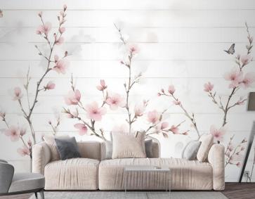 Suluboya Kiraz Çiçeği Duvar Kağıdı 