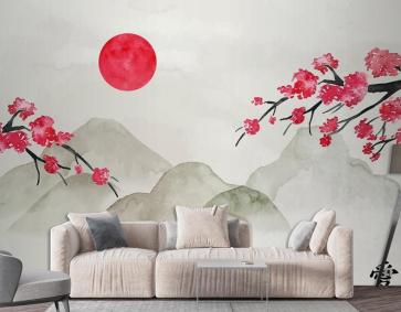 Suluboya Çin Tarzı Arka Plan Duvar Kağıdı 