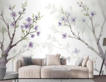 Suluboya Manolya Çiçek Duvar Kağıdı 