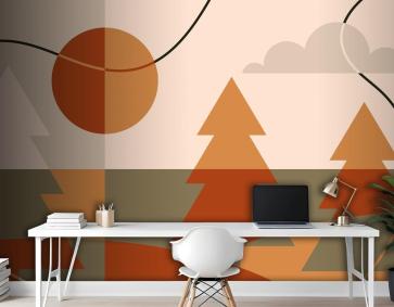 Düz Tasarım Yumuşak Toprak Tonları Arka Plan Ofis Duvar Kağıdı