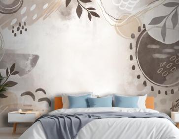 Suluboya Nötr Toprak Tonları Yatak Odası Duvar Kağıdı