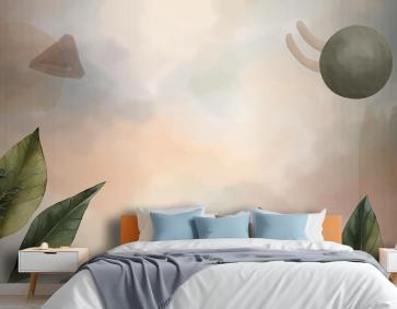 Suluboya Yumuşak Toprak Tonları Arka Plan Yatak Odası Duvar Kağıdı