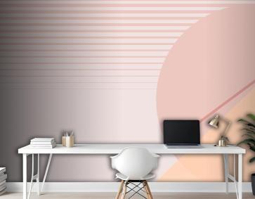 Pastel Pembe Ve Turuncu Ofis Duvar Kağıdı Duvarında Ay Geometrik Manzara Arka Planı