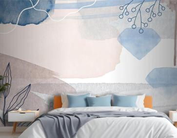 Soyut Suluboya Arka Plan Yatak Odası Duvar Kağıdı