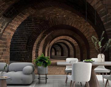 3D Görünümlü Karanlık Tünel Duvar Kağıdı 