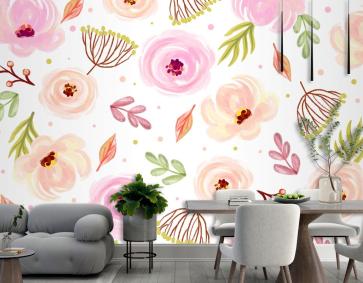 Yumuşak Renklerle Çiçek Suluboya Arka Plan Duvar Kağıdı