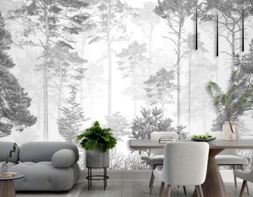 Siyah Beyaz Tropikal Orman Duvar Kağıdı