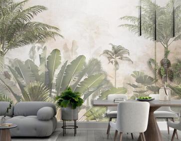 Tropikal Yapraklar Ve Ağaçlar Yeni Özel Tasarım Duvar Kağıdı