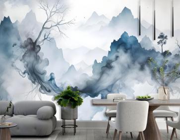 Ağaç Duvar Kağıdı  Ile Soyut Renkli Duman