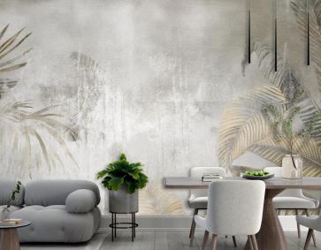 Altın Palmiye Yaprakları Vintage Duvar Kağıdı